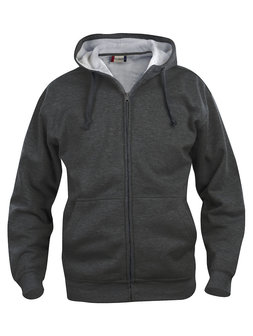 021034 Basic Hoody Full zip Clique antraciet melange