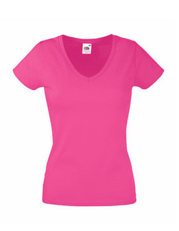 F271N t-shirts v-hals dames Fruit of the Loom fuchsia roze
