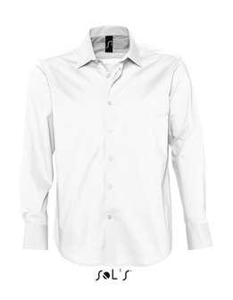 L633 witte heren overhemden stretch Horeca bedrijfskleding borduren