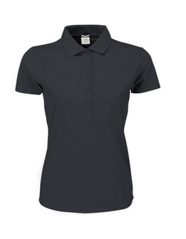 TJ145 dames stretch poloshirts getailleerd donkergrijs