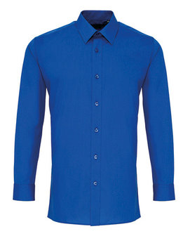 PW204 Poplin Fitted Shirt met Lange mouwen PREMIER kobal blauw