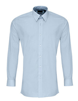 PW204 Poplin Fitted Shirt met Lange mouwen PREMIER licht blauw