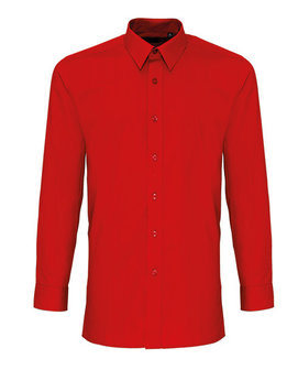 PW204 Poplin Fitted Shirt met Lange mouwen PREMIER rood