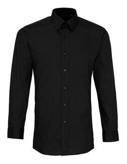 PW204 Poplin Fitted Shirt met Lange mouwen PREMIER zwart