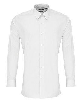 PW204 overhemd slim fit logo borduren wit white