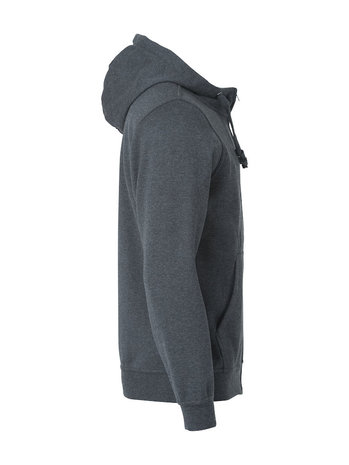 021034 Basic Hoody Full zip Clique antraciet melange