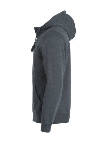 021034 Basic Hoody Full zip Clique antraciet melange