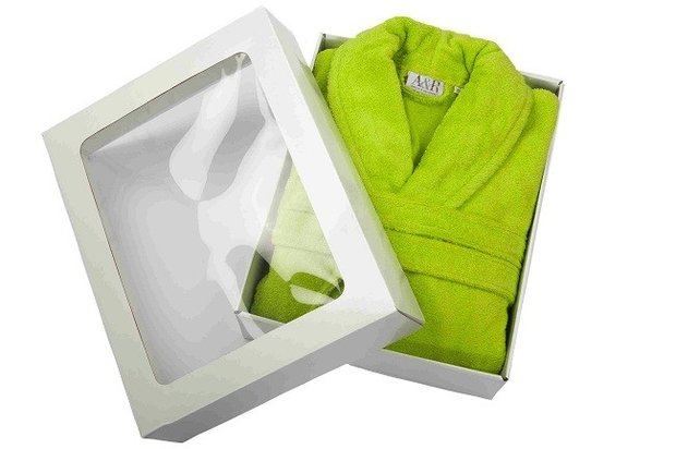 geschenkdoos met lime groene badjas bestellen