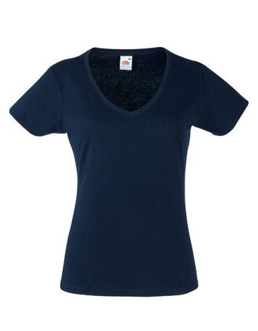 F271N t-shirts v-hals dames Fruit of the Loom donkerblauw