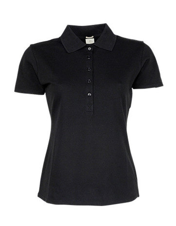 TJ145 dames stretch poloshirts getailleerd zwart