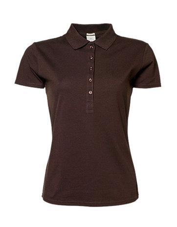 TJ145 dames stretch poloshirts getailleerd donkebruin