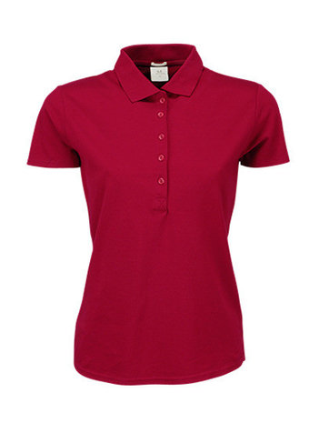 TJ145 dames stretch poloshirts getailleerd rood