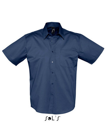 L640 Twill katoenen overhemden donkerblauw korte mouwen