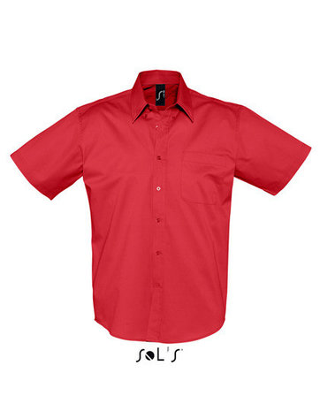 L640 Twill katoenen overhemden  korte mouwen rood 