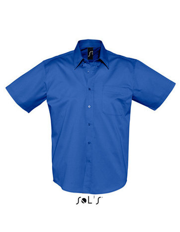 L640 Twill katoenen overhemden  korte mouwen kobalt blauw