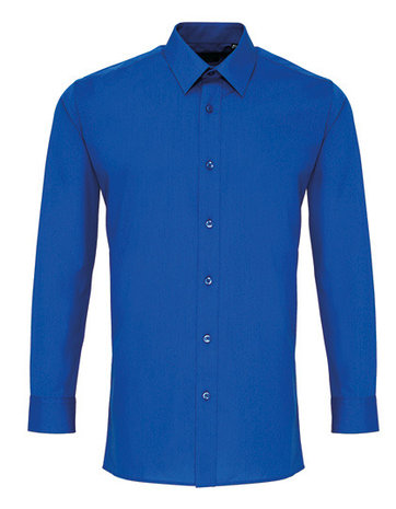 PW204 Poplin Fitted Shirt met Lange mouwen PREMIER kobal blauw