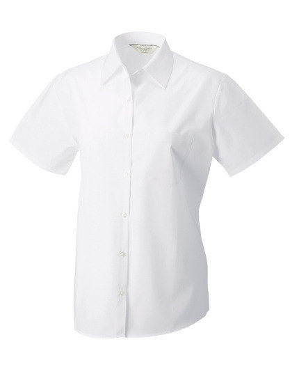 Z937F Dames Pure Cotton Easy Care Poplin Shirt met Korte mouwen RUSSELL