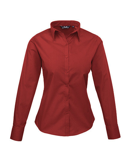 PW300 dames blouse Premier logo borduren op kleding burgundy bordeaux rood