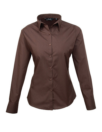 PW300 brown dames blouse Premier logo borduren op kleding bruin