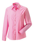Z936F Dames Pure Cotton Easy Care Poplin Shirt met Lange mouwen RUSSELL