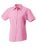 Z937F Dames Pure Cotton Easy Care Poplin Shirt met Korte mouwen RUSSELL