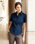 F701 Lady-Fit Oxford Shirt met korte mouwen Fruit of the Loom